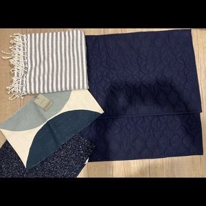 Navy West Elm Pillow and Throw Set